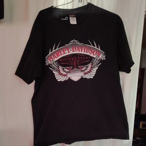 Harley-Davidson Black and Red Winged Logo Tee